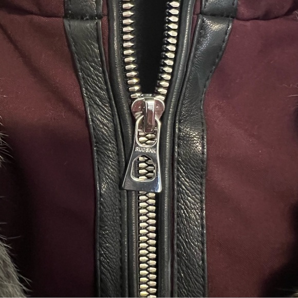 Rudsak “Toronto” Down Parka Jacket in Bordeaux Red with Real Fur; Size L - Picture 7 of 14